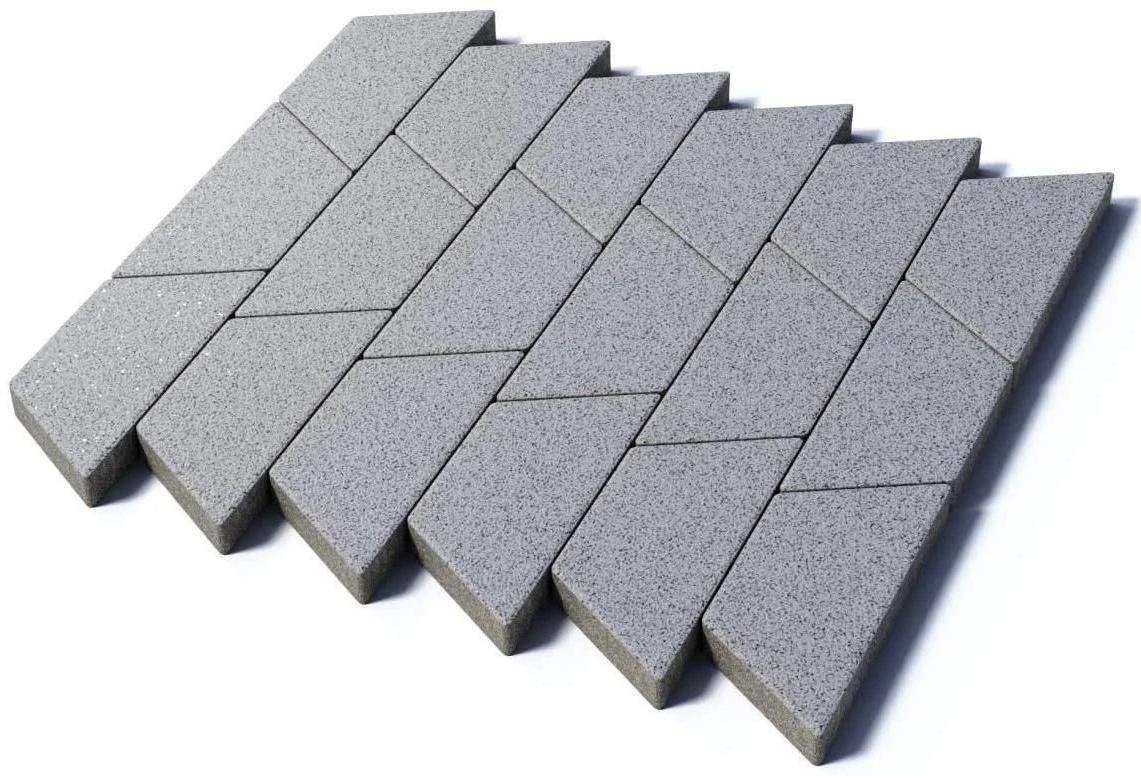 Тротуарная плитка Трапеция, 80 мм, мрамор, белый с черным